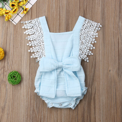 

Newborn Kids Baby Girls Clothes Bow Romper Bodysuit Sunsuit Outfit With Bow