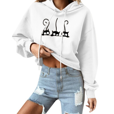 

2019 Fashion Cartoon Print Loose Hooded Long-Sleeved Hooded Sweatshirt Women&39S Long-Sleeved Hoodie