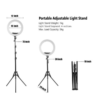 

MANTOO RL-12 II 12 Inches LED Soft Ring Video Light Bi-color Dimmable Photography Fill Light 3200K-5600K CRI 90 30W with Light St