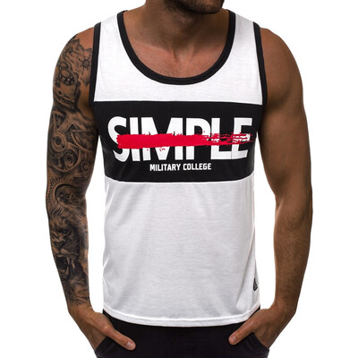 

Toponeto Mens Summer Casual Fashion Alphabet Printing Elastic Sleeveless Vest Blouse Top