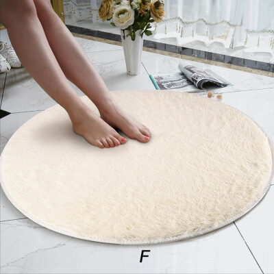 

〖Follure〗80cm Soft Coral Velvet Round Rug Anti-skid Doormat Carpet Bath Living Room Rug