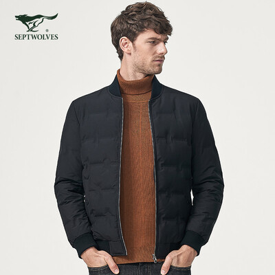

Seven wolves down jacket mens fashion casual winter warm jacket white duck down baseball collar mens down jacket 001 black 16548AM