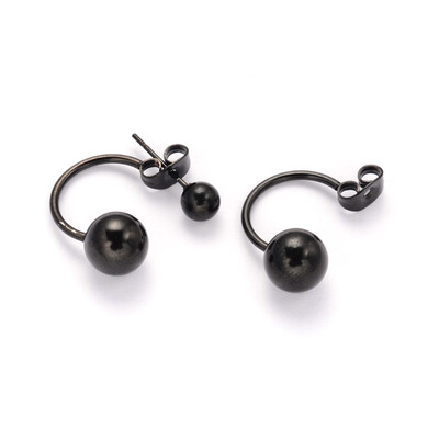 

304 Stainless Steel Stud Earrings Gunmetal 21mm Pin 08mm