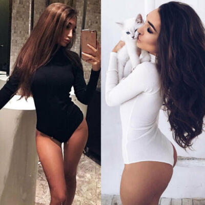 

UK Women Long Strip Sleeve Stretch Leotard Body Tops T-shirt Jumpsuit Bodysuit