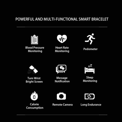 

Smart Sport Health Beacelet Fitness Tracker 073" OLED Display Screen with Touch Control Detachable Wristband Pedometer ECGBlood