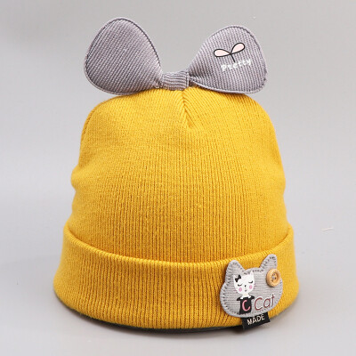 

Dongyun new autumn&winter childrens knitting pure cotton bow cartoon button cap