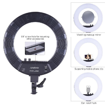 

Andoer 18 Inch LED Video Ring Light Fill-in Lamp Studio Photography Lighting 50W Adjustable Brightness 3200K-5500K Color Temperatu