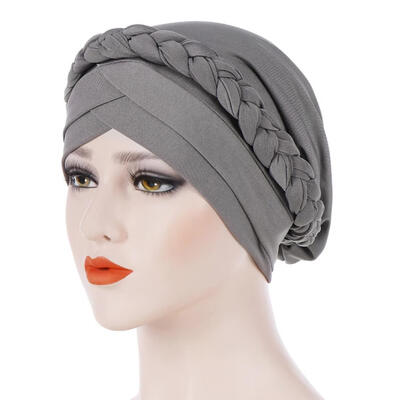 

Fashion Women Solid Color Braid Muslim Hijab Turban Head Wrap Hat Chemo Cap
