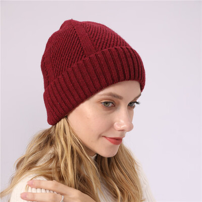 

Tailored Unisex Keep Warm Winter Casual Solid Knitted Hat Wool Hemming Hat Ski Hat