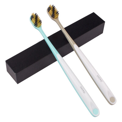 

Magic toothbrush wide brush head soft hair adult toothbrush 2 sticks grey green