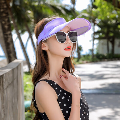 

Sunshade woman summer Korean version sunscreen face along the hat cycling empty top sun hat for a trip to the beach