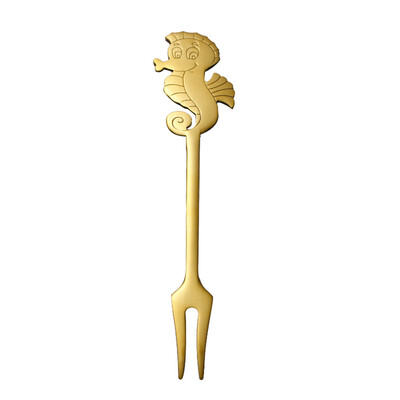 

Toponeto Cute Seahorse Long Handle Forks Flatware Coffee Drinking Tools Kitchen Gadget