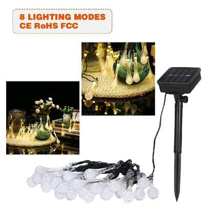 

Solar String Lights 197ft 30 LED Water Drop Rope Light 8 Modes Multicolor for Party Garden Home Festival Decoration