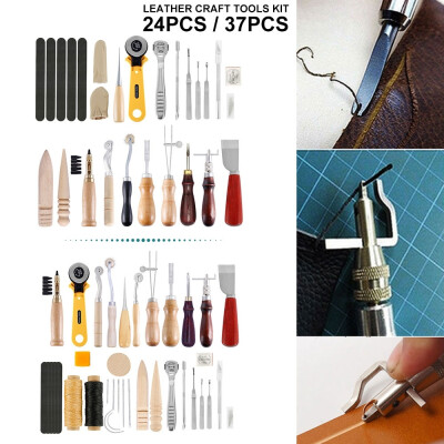 

2437PCS Leather Craft Tools Kit Hand Sewing Stitching Leather Stamping Punch Working Saddle Groover