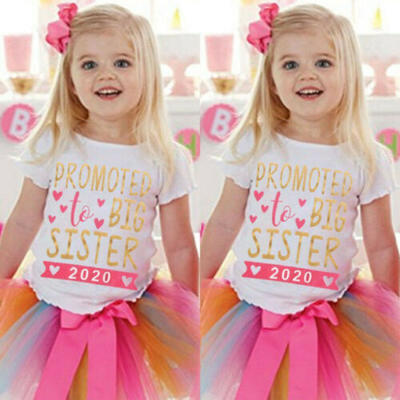 

AU Kid Baby Girls Toddler 2020 To be Big Sister Short Sleeve T-shirt Clothes Top
