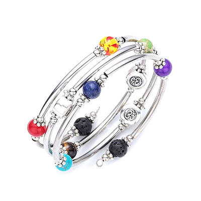 

7 Chakra Healing Bracelet Multilayer Natural Stone Lava Rock Essential Oil Diffuser Bracelets Bangles For Unisex Women Men