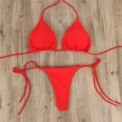 

Womens Sexy Swimwear Micro Bikini Set Tie Side G-String Thong Beach Swimsuit