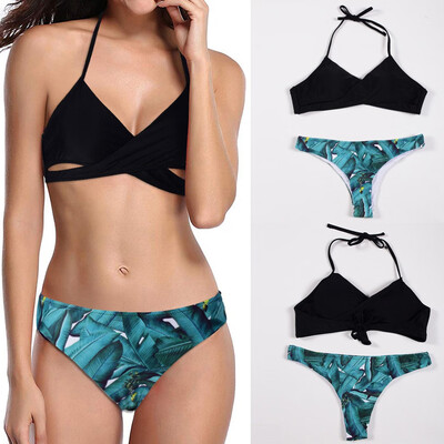 

Roseonmyhand Women Swimwear Bikini Cut Flower Two-Piece Swimsuit Tankini Beach Swimsuit