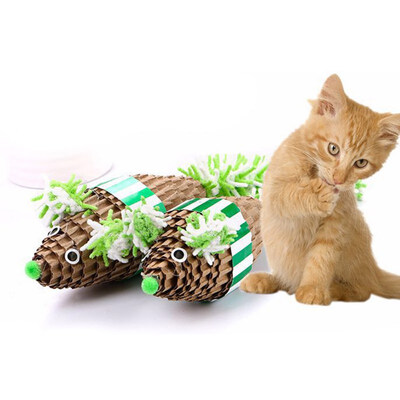 

Cat Toy Corrugated Paper Mouse Cat Scratch Plush Tail Cat Grinding Paw Puzzling Scratching Post