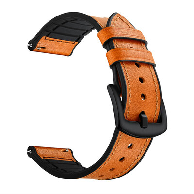 

〖Follure〗Leather Silcone Stitches Watch Wrist Strap Band For Samsung Watch active 20mm