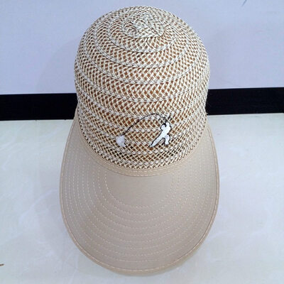 

Fashion Men Sunshade Cap Long Brim Fishing Cap Straw Woven Breathable Net Cap Sunscreen Duck Tongue Hats