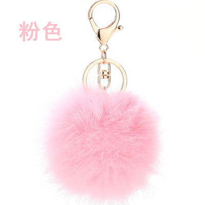 

Rabbit hair ball key ring car with 8 cm plush accessories female key chain cute fur bag pendant lobster clasp