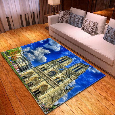 

Toponeto Creative Notre Dame Photo Commemorative Day Comfortable Carpet Home Decor