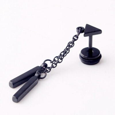 

1 Piece High Quality Punk Titanium Steel Rubber Circle Dumbbell Men Screw Back Stud Earrings