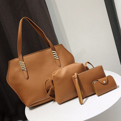 

2018 New Style Fashion 4 Pieces Set Women Lady PU Leather Shoulder Bag Handbag Satchel Clutch Composite Bags
