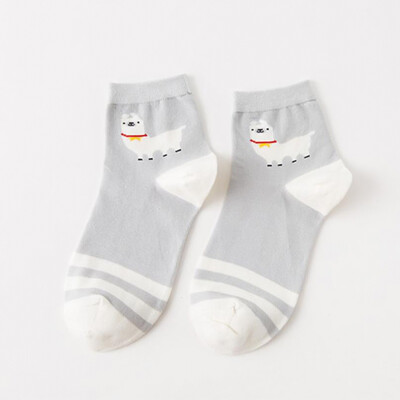 

Cartoon Alpaca Socks Casual Cotton Short Socks Elastic Stretch Breathable Socks Women Gifts