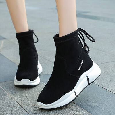 

Socks&shoes women fall tide thin boots students Korean version of Joker elastic thick bottom short boots womens shoes