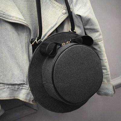 

2016 New Korean cute woolen hat Women crossbody bag back Bag Messenger bag bow multifunctional brand female shoulder bag