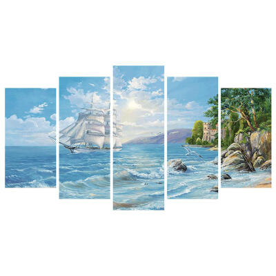 

5pcs 5D DIY Full Drill Diamond Painting Seaside Embroidery Kit Home Decor