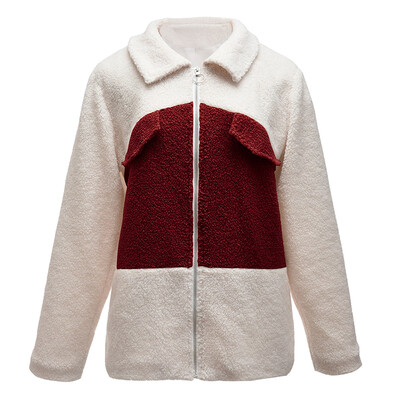 

Women Coat Outwear Autumn Winter Warm Long Sleeve Plus Size Splice Zipper Jacket