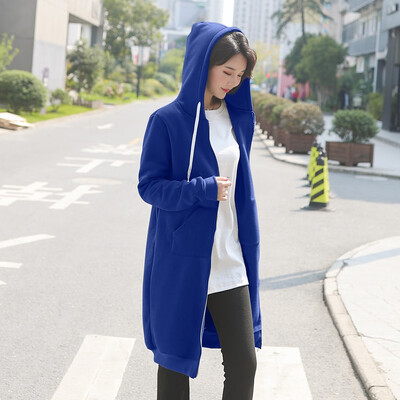 

Tailored Fashion Women Cardigan Knee Length Hooded Long Sleeve Blouse Sport Coat Overcoat
