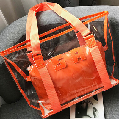

Tailored Womens Fashion Transparent Shoulder Bag Solid Color Handbag Large Capacity Bag