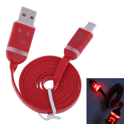 

Charging cable flat LED light smile face micro USB data sync charger cable samsung HTC