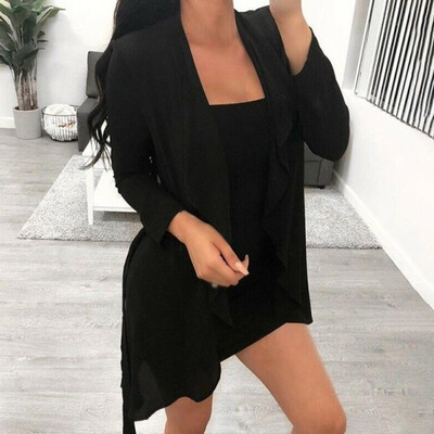 

Womens Open Front Light Cardigan 34 Sleeve Thin Chiffon Shrug Bolero Jacket