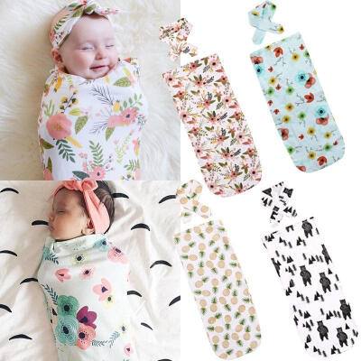 

Newborn Fashion Baby Swaddle Blanket Baby Sleeping Swaddle Muslin Wrap Headband