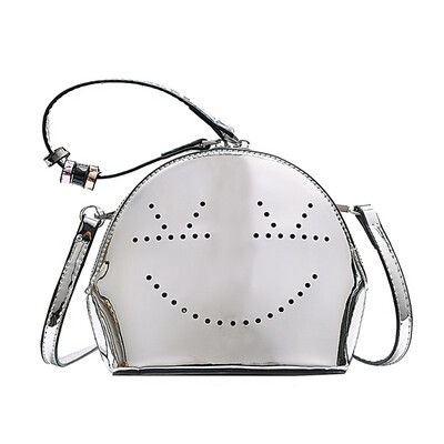 

Tailored Women Smile Dot Shoulder Bag Leather Hollow Out Crossbody Bag Beading Handle Bag