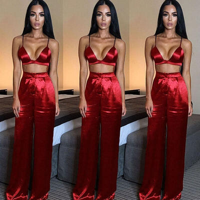 

Fashion Women Loose Stretch High Waist Wide Leg Long Pants Palazzo Trousers