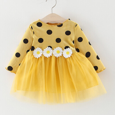 

Toddler Kids Baby Girls Sunflower Patchwork Princess Party Dot Tulle Dress