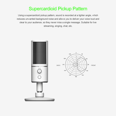 

Razer Seiren X USB Streaming Microphone Built-in Shock Mount Supercardiod Pick-Up Pattern 25mm Condenser Capsules USB Plug & Play