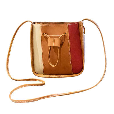 

Hit Color Stripe Shoulder Handbags Women PU Leather Crossbody Bucket Bags