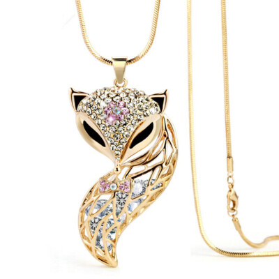 

Fox Crystal Long Necklaces Sweater Chain