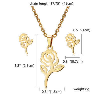 

Charms Jewelry Set Hollow Butterfly Animal Plant Leaves Dragonfly Flowers Pendant Necklace Stud Earrings for Women Gold Color