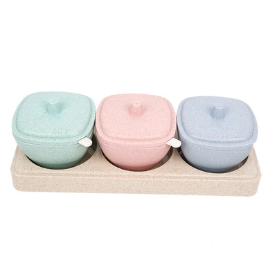 

Kitchen Seasoning Box Set Spice Jars Condiment Sugar Salt Storage Container Case