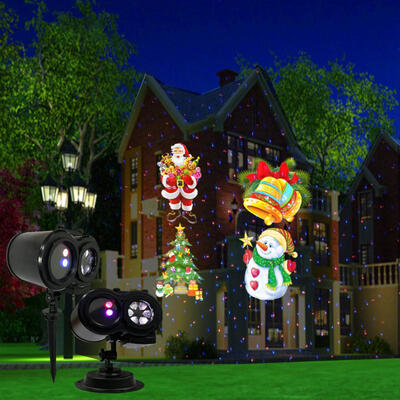

Christmas Star Pattern Red Blue Laser Projection Light Lawn Lamp With Remote Control For Home Bar Decoration - EU Plug
