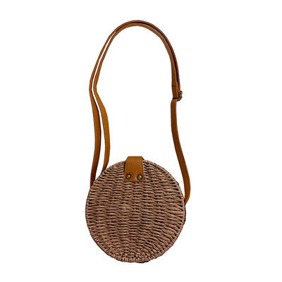 

Round Shoulder Messenger Handbags Women Vintage Woven Beach Crossbody Bags