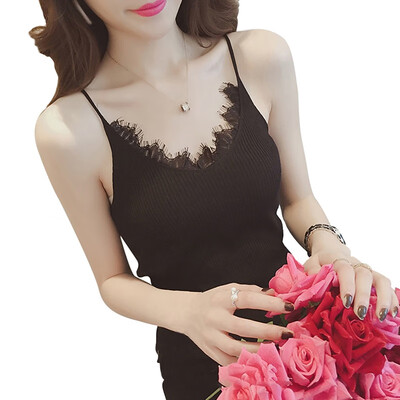 

Lace Stitching Camisole Tops Women V Neck Sleeveless Vest